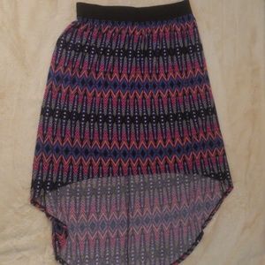 A high low multi colored skirt